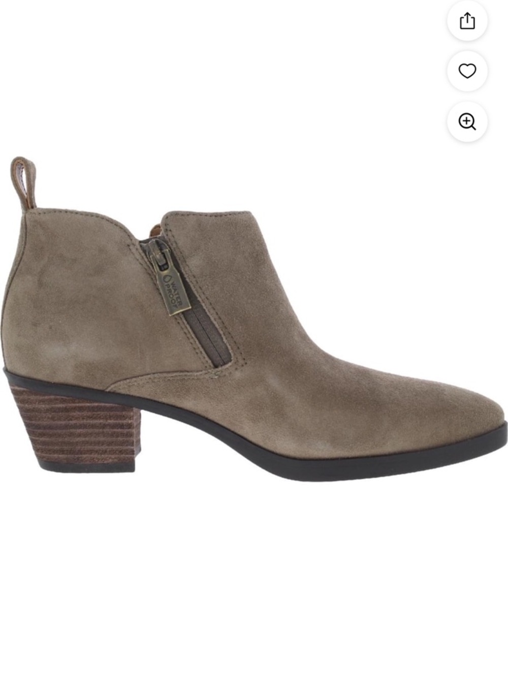 Vionic Cecily Suede Bootie Side-Zip Ankle Boot in Taupe Waterproof Sz 6.5
